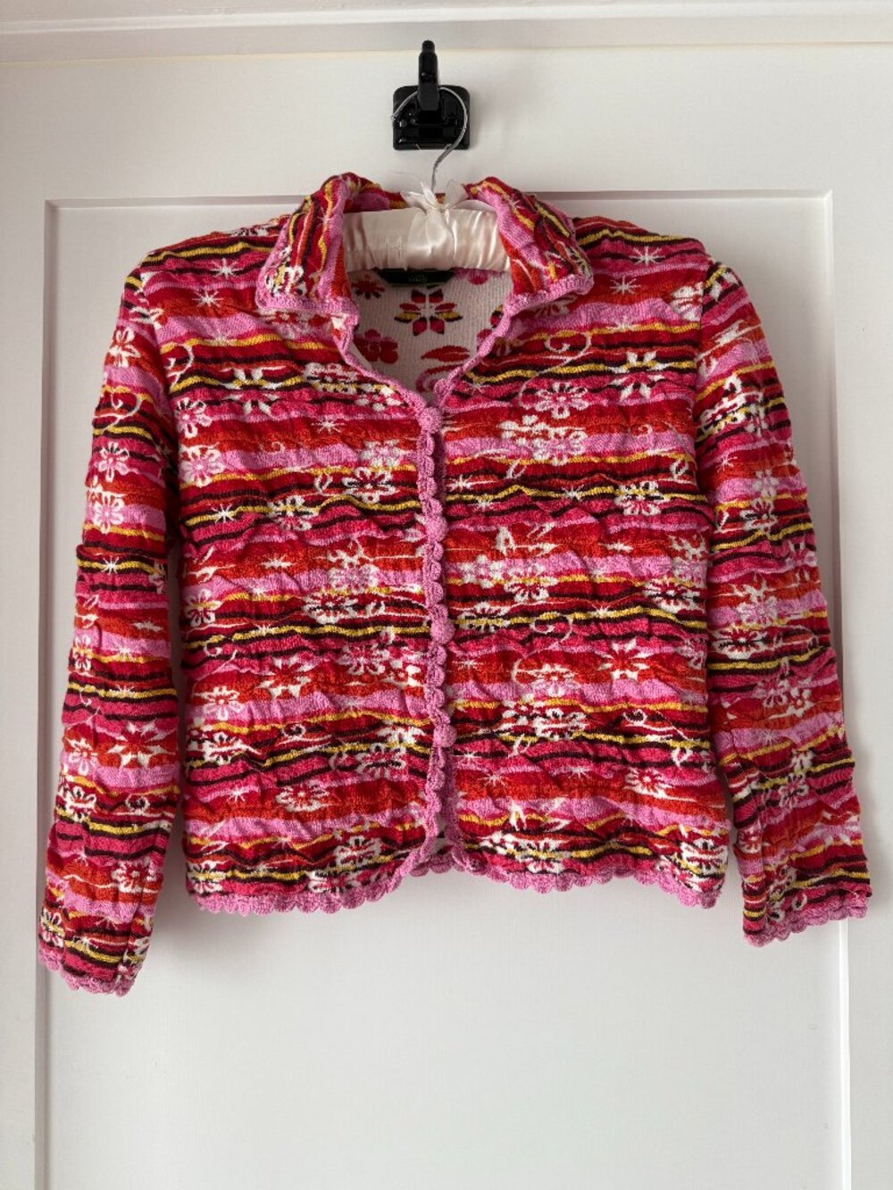 Vintage Y2K Oilily Girls 7-8Y Floral Knit Cardigan Sweater